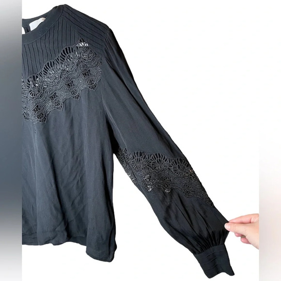 IRO Balden Lace Inset Blouse In Black Size 38/ US 6 - Picture 6 of 11